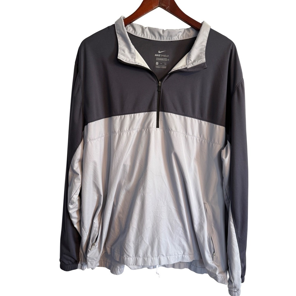 Nike Shield Quarter Zip Pullover Mens XXL Gray Colorblock Gorpcore BV0387-015